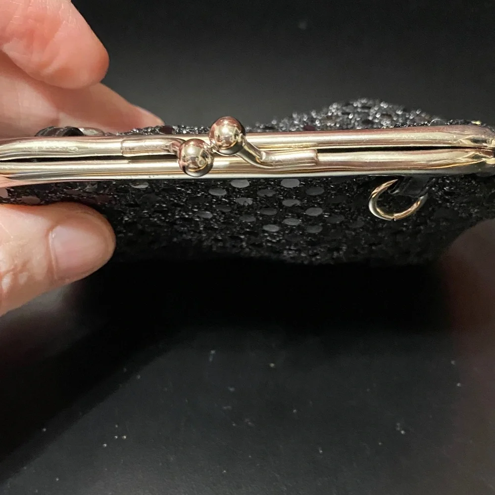 Vintage Black Sequin Change purse